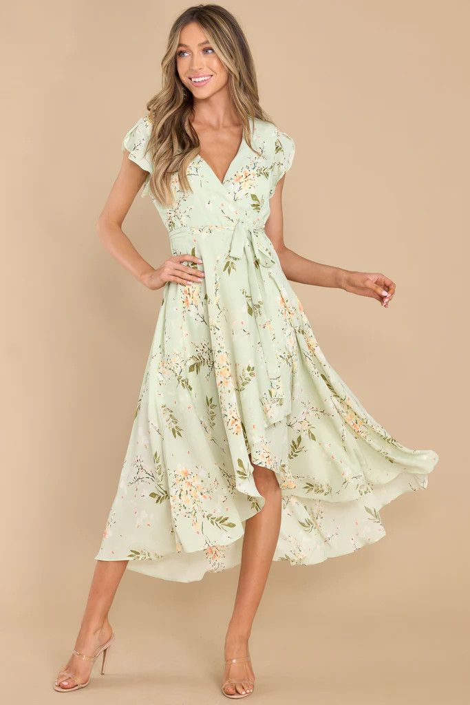 Marvelous Charm Green Floral Maxi Dress | Red Dress 