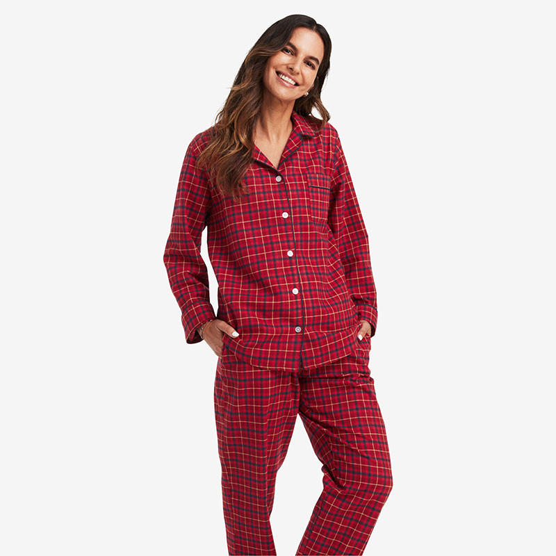 Family Flannel Women's Classic Pajama Set - Red Plaid1, M - Blue/Red | The Company Store | The Company Store