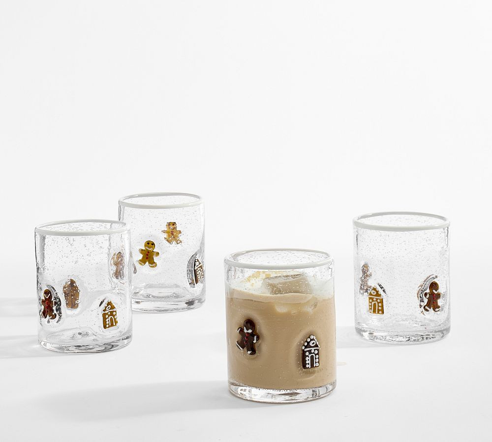 Gingerbread Icon Drinking Glasses, Set of 4 - Clear | Pottery Barn (US)