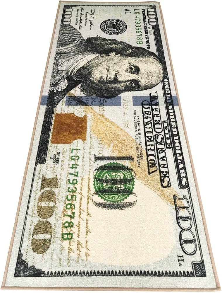 HUAHOO Money Rugs 100 Dollar Bill Runner Area Rug for Living Room Kitchen Rug Laundry Runner Rug ... | Amazon (US)