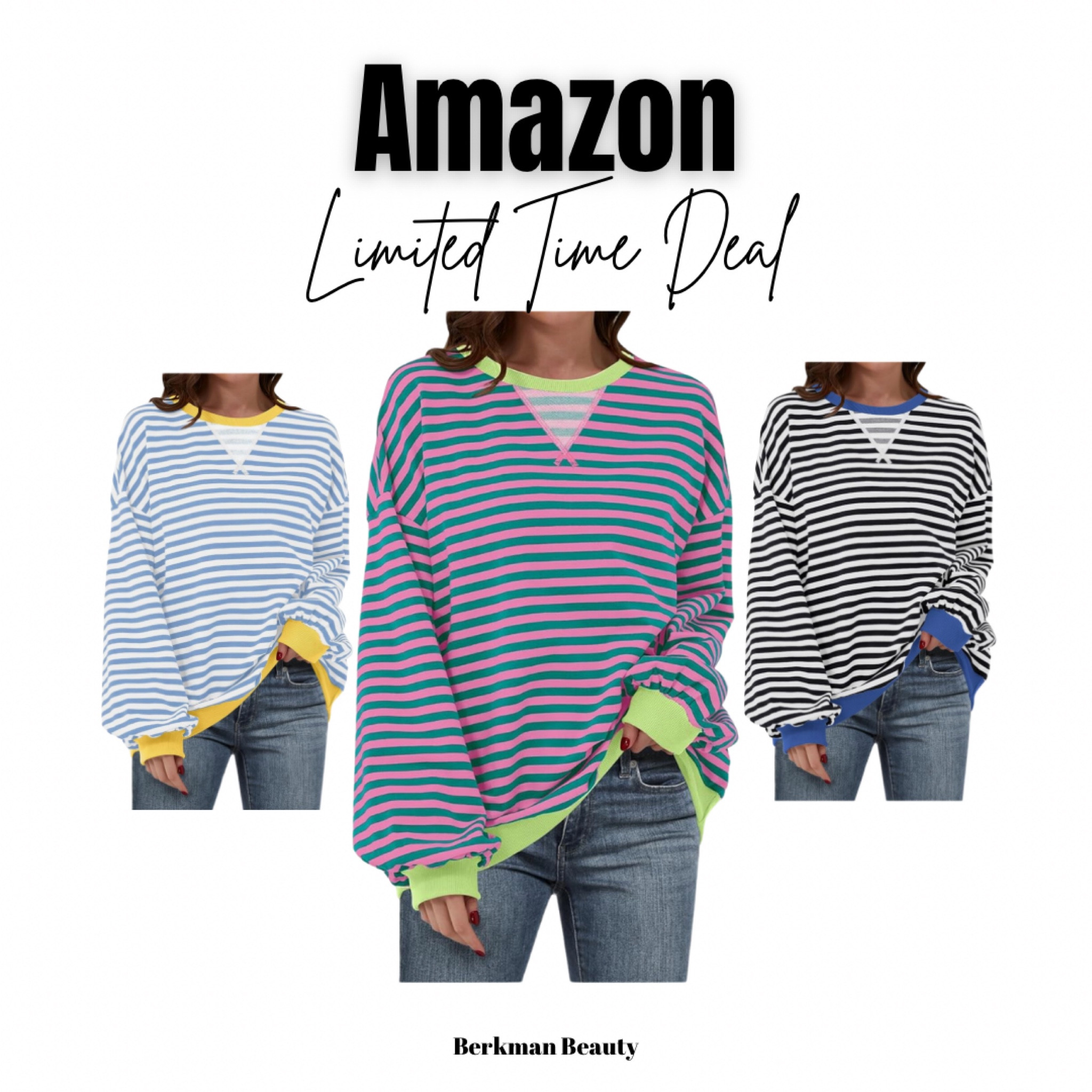 Long sleeve striped oversized sweatshirt 

#LTKFindsUnder50 #LTKSeasonal #LTKSaleAlert
