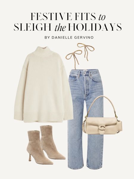 Holiday outfit idea // COMFIEST IN JEANS 

Holiday outfits, holiday party outfit, festive outfit, winter outfit, winter outfit idea, date night outfit, elevated casual outfit, jeans outfit, bow earrings, holiday earrings 

#LTKHoliday #LTKstyletip #LTKSeasonal