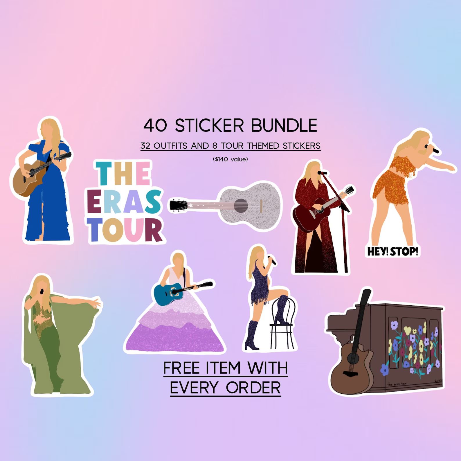 Waterproof Sticker Pack Eras Tour Bundle Swiftie Gift - Etsy | Etsy (US)