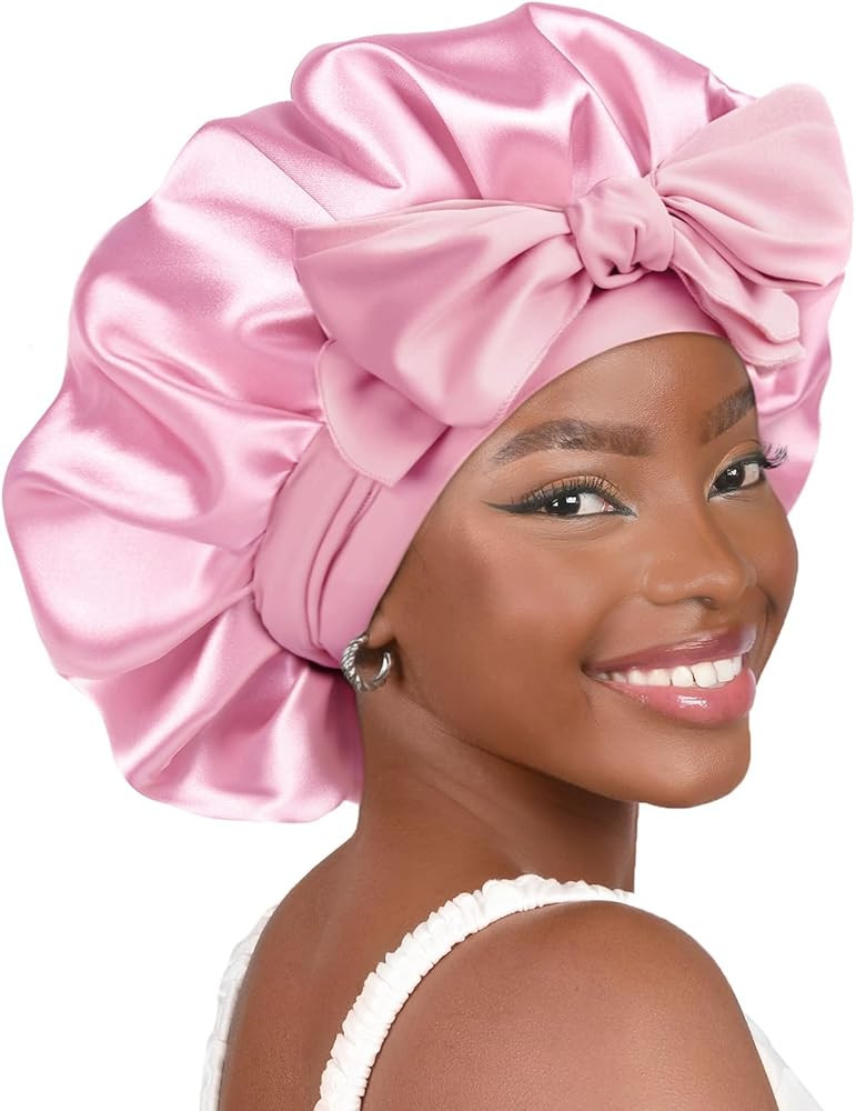 YANIBEST Silk Bonnet for Sleeping Women Satin Bonnet Double Layer Satin Lined Hair Bonnet with Ti... | Amazon (US)