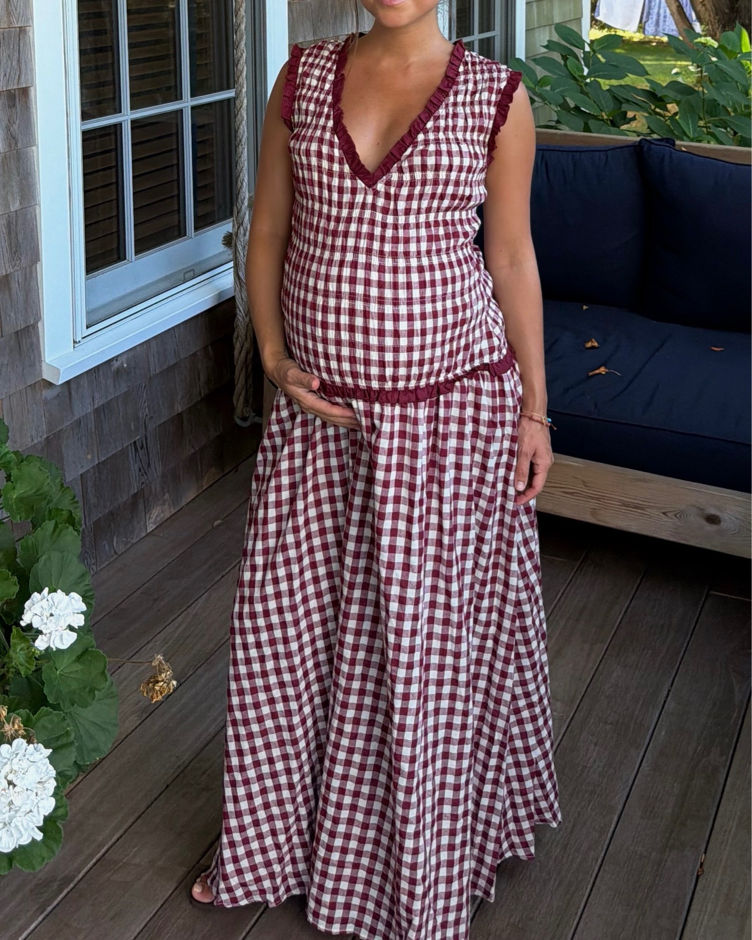 [8/11/26] nantucket days ⚓️🐋🌾 dress is non-maternity, so great for pregnancy and under $100! 

sizing:
• petal and pup gingham dress, small + 100% cotton!

#LTKSeasonal #LTKBump #LTKPetite
