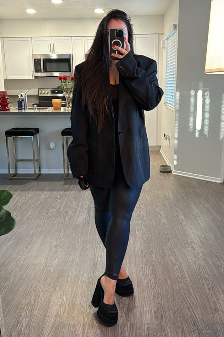 Workwear ootd
Work fits
Black blazer
Spanx faux leather leggings a size medium
Steve Madden platform heels size 6.5
Revolve 
Sale 
Winter outfit
For the office 

#LTKfindsunder100 #LTKsalealert #LTKworkwear