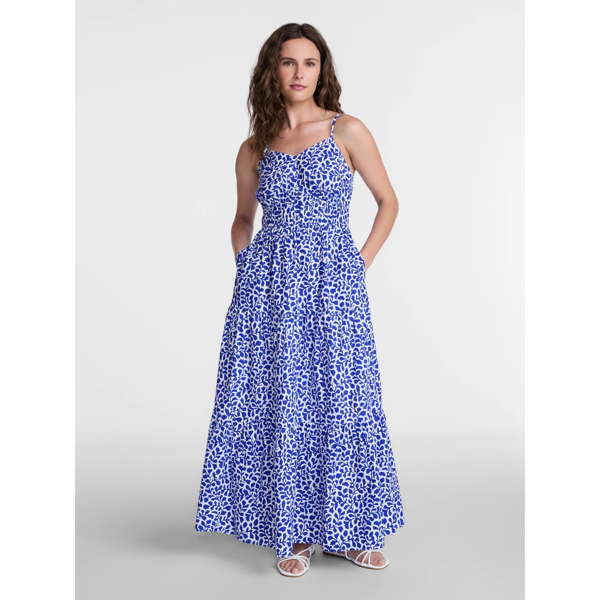 Time and Tru Women's Sleeveless Tiered Cotton Maxi Dress, Sizes XS-XXXL - Walmart.com | Walmart (US)