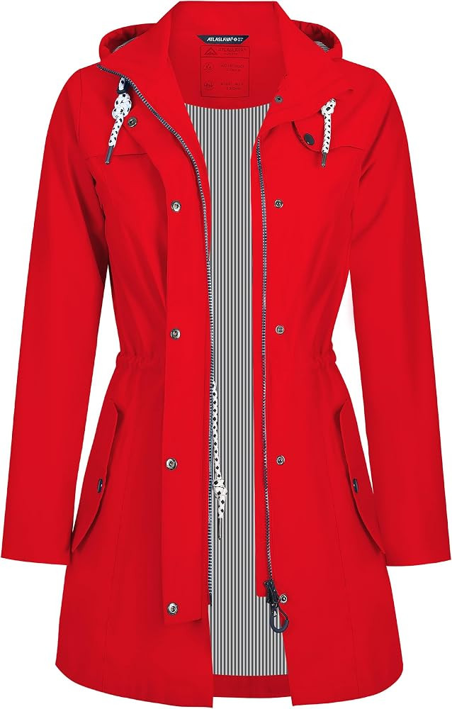 Regenjacke Damen Lang Wasserdicht Atmungsaktiv Regenmantel \u00dcbergangsjacke Kapuze Outdoor Jac... | Amazon (DE)