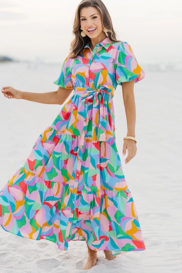 Wait For Daylight Pink Abstract Maxi Dress | The Mint Julep Boutique