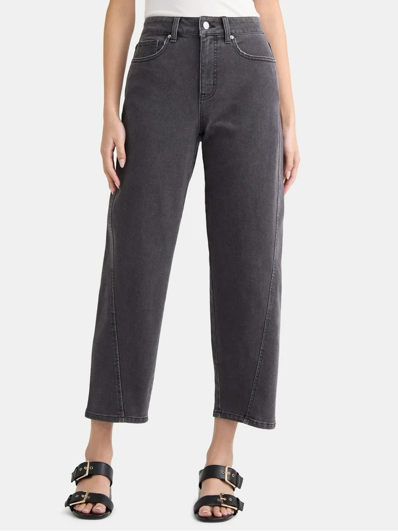 Time and Tru Women's High Rise Barrel Jeans, 26.5" Inseam, Sizes 0-22 | Walmart (US)