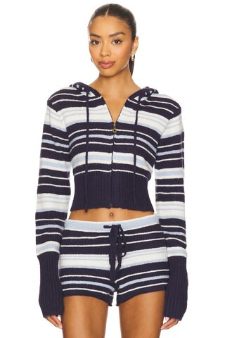 Dairy Boy Surfside Striped Knit Zip Up in Ocean Blue from Revolve.com | Revolve Clothing (Global)