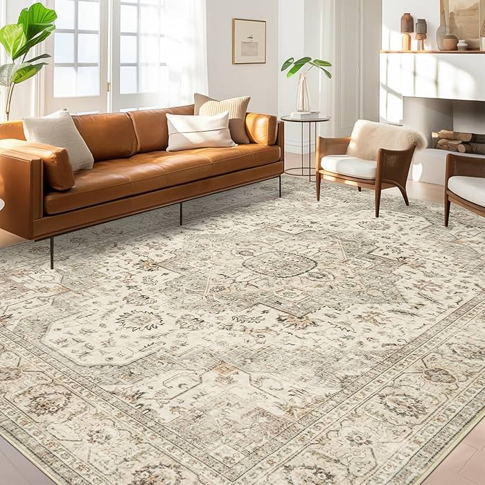 Washable Rugs 8x10 Area Rugs for Living Room, Bedroom, Office, Ultra-Thin Anti Slip Backing Rug, ... | Amazon (US)