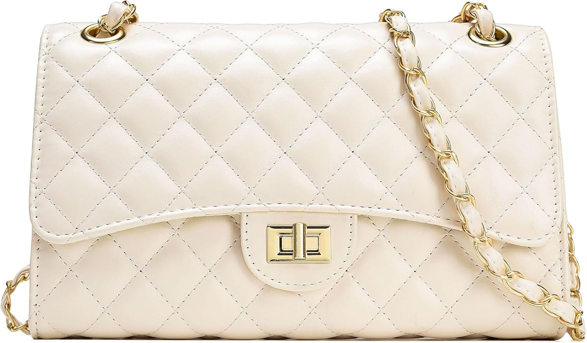 Quilted Crossbody Purse for Women Trendy Ladies Shoulder Bag with Chain Strap PU Leather Cross Bo... | Amazon (US)