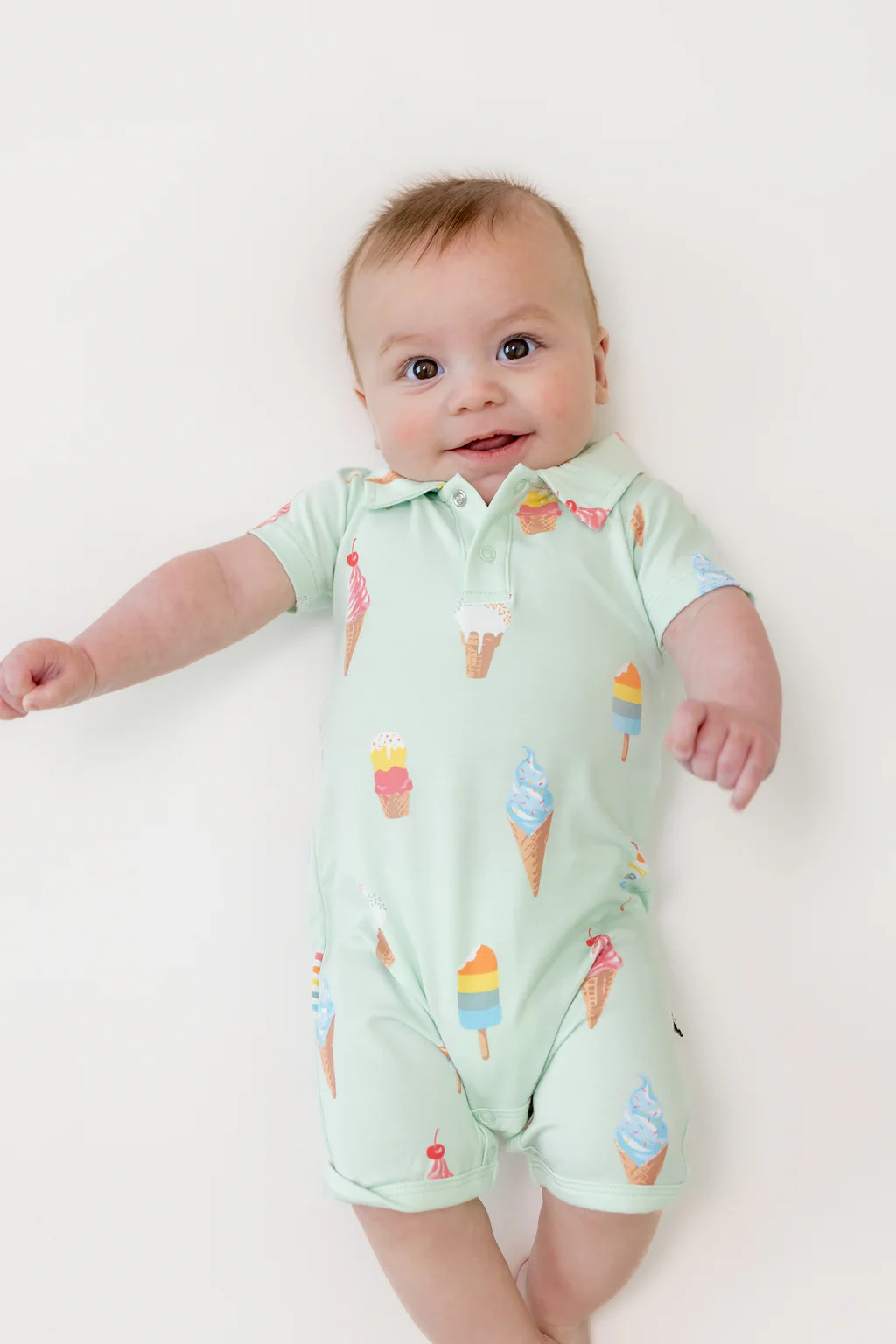 Polo Shortall in Mint Ice Cream | Kyte Baby