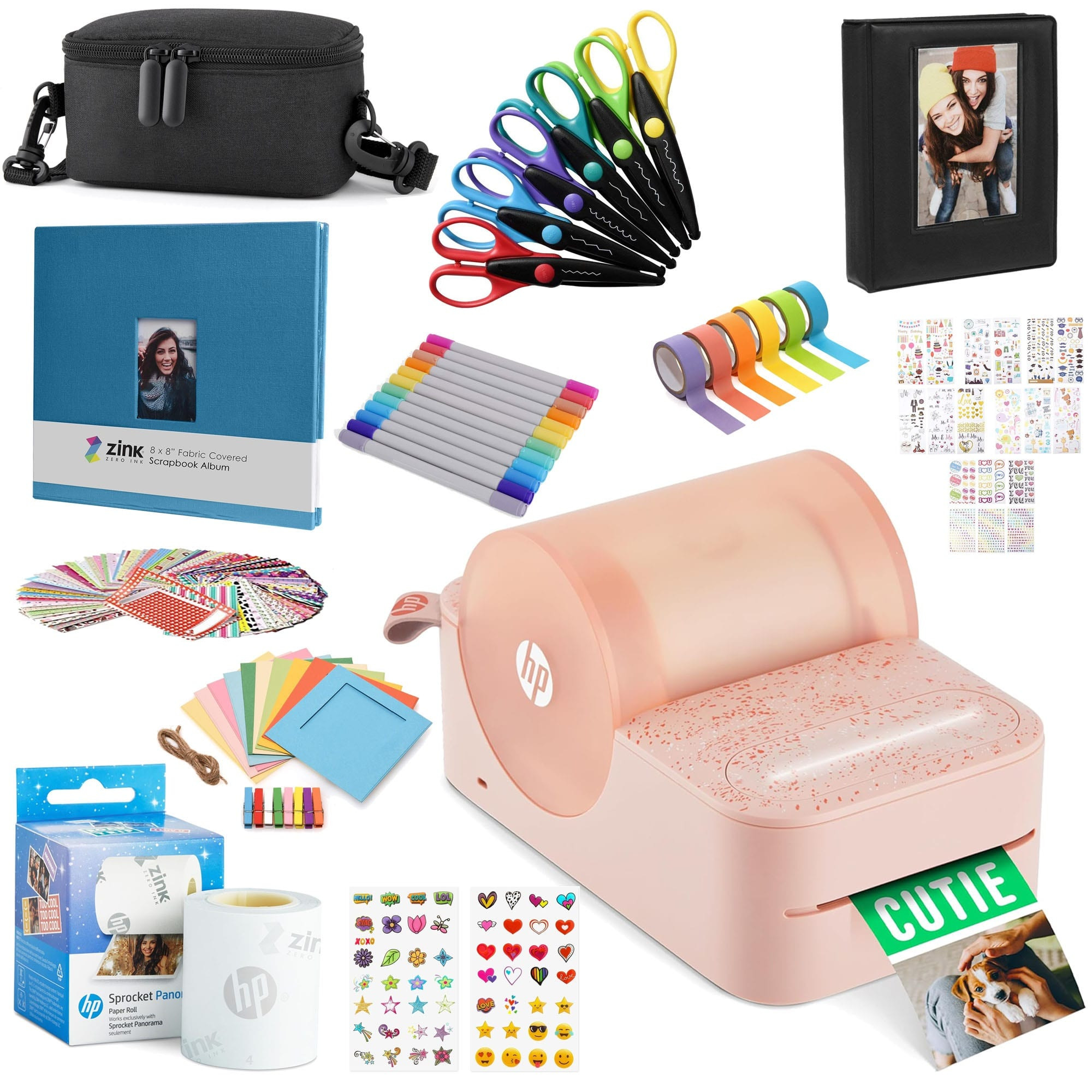 HP - Panorama Instant Label Printer & Photo Printer Craft Bundle - Pink | Best Buy U.S.