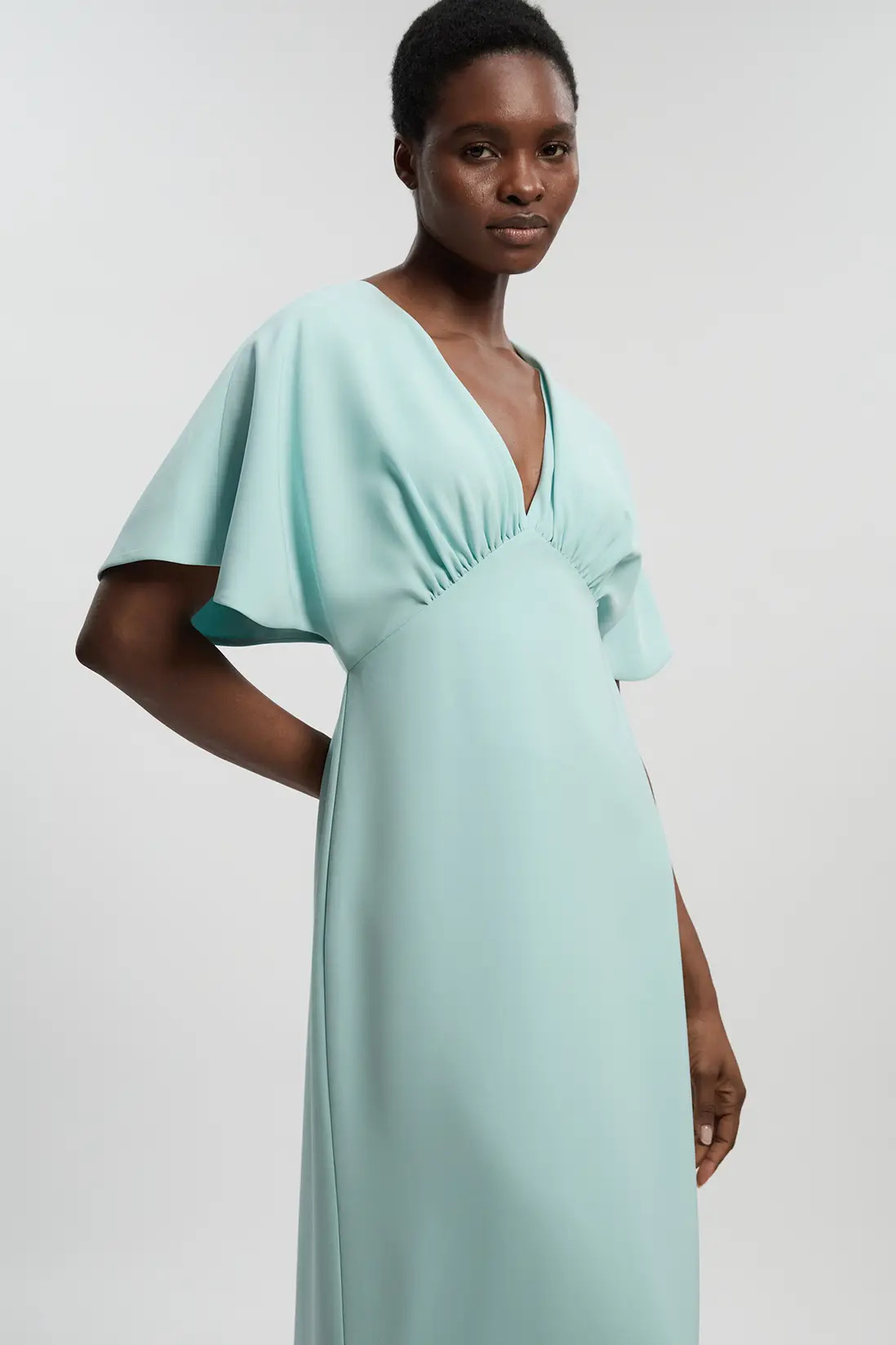 Soft Tailored Waterfall Sleeve Maxi Dress | Karen Millen