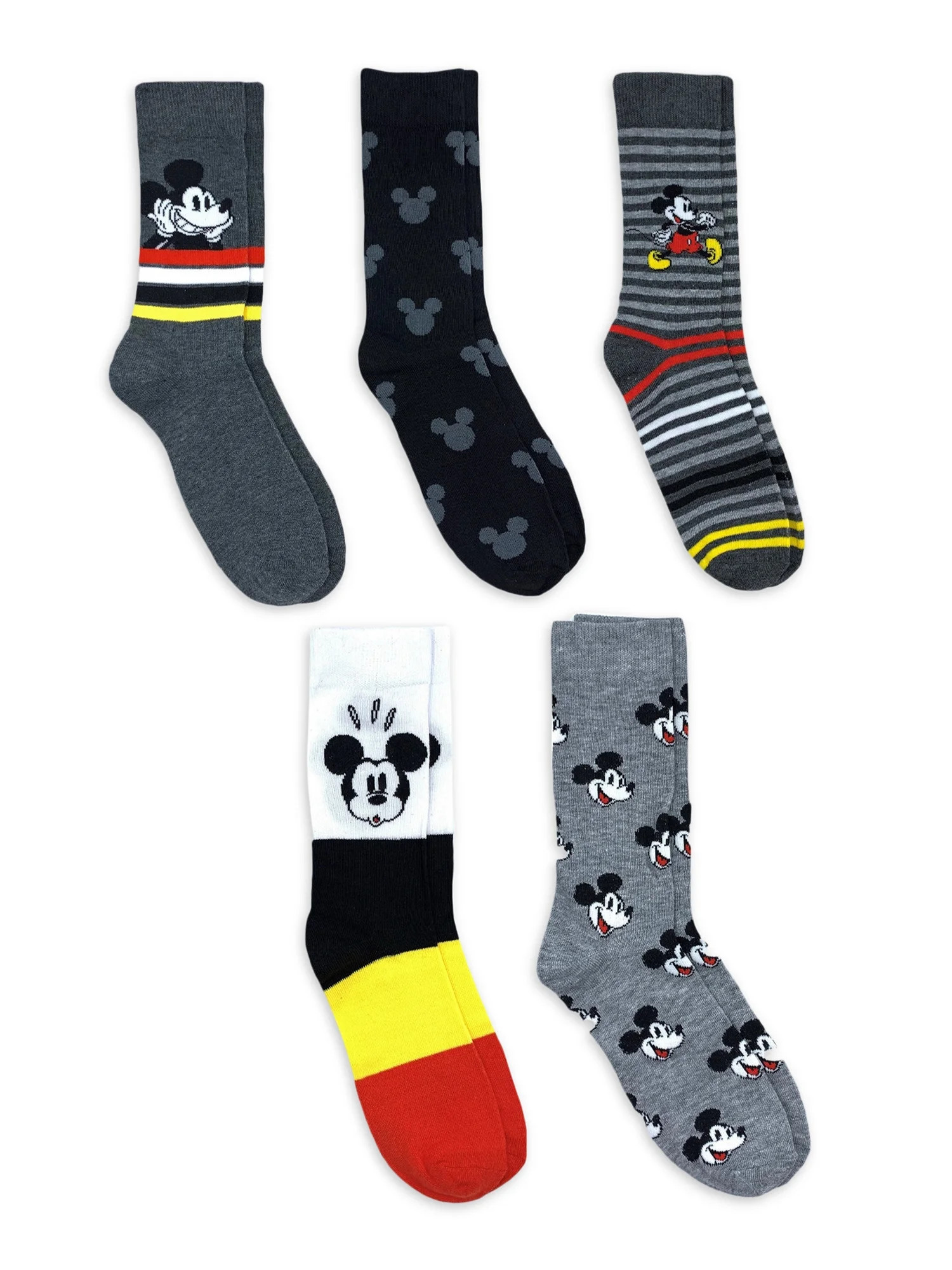 Disney Mickey Mouse, Mens Crew Socks, 5-Pack, Size 6.5-12 | Walmart (US)
