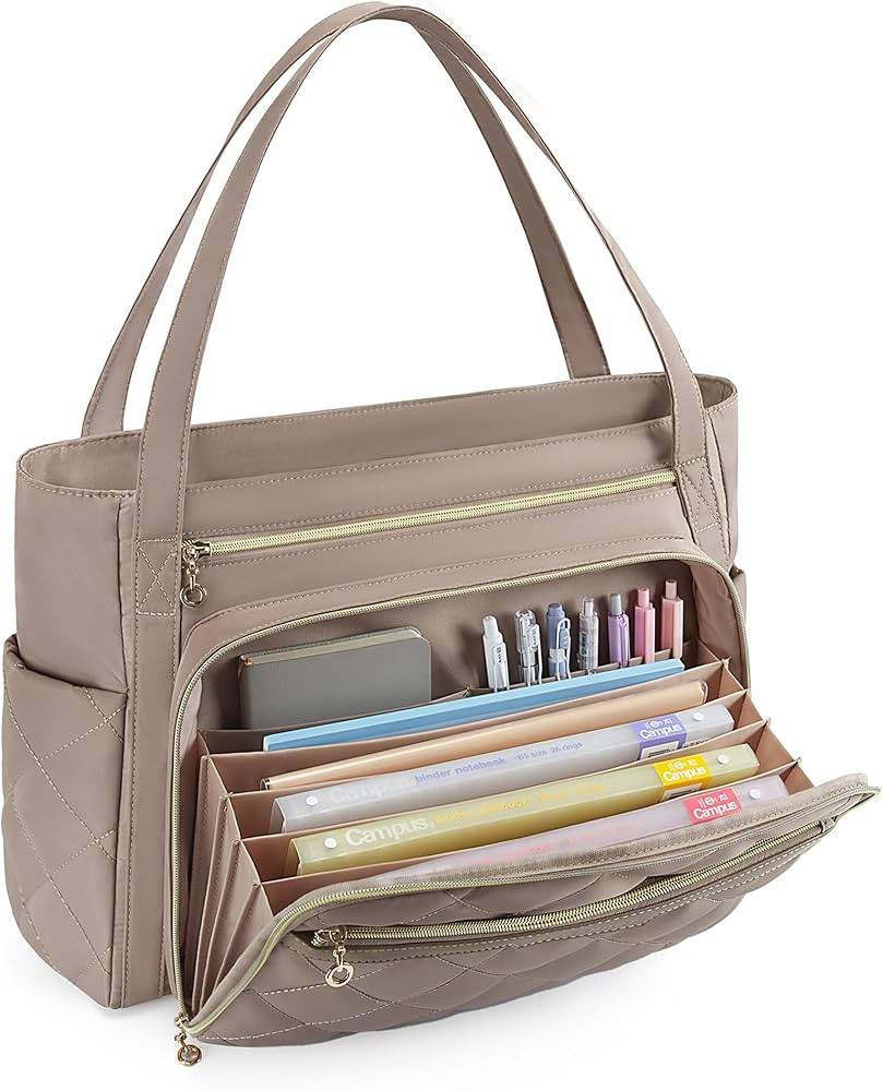 BAGSMART Teacher Tote Bag for Women 15.6in Quilted with Insulated Pocket & Nurse Bag Features (Br... | Amazon (US)