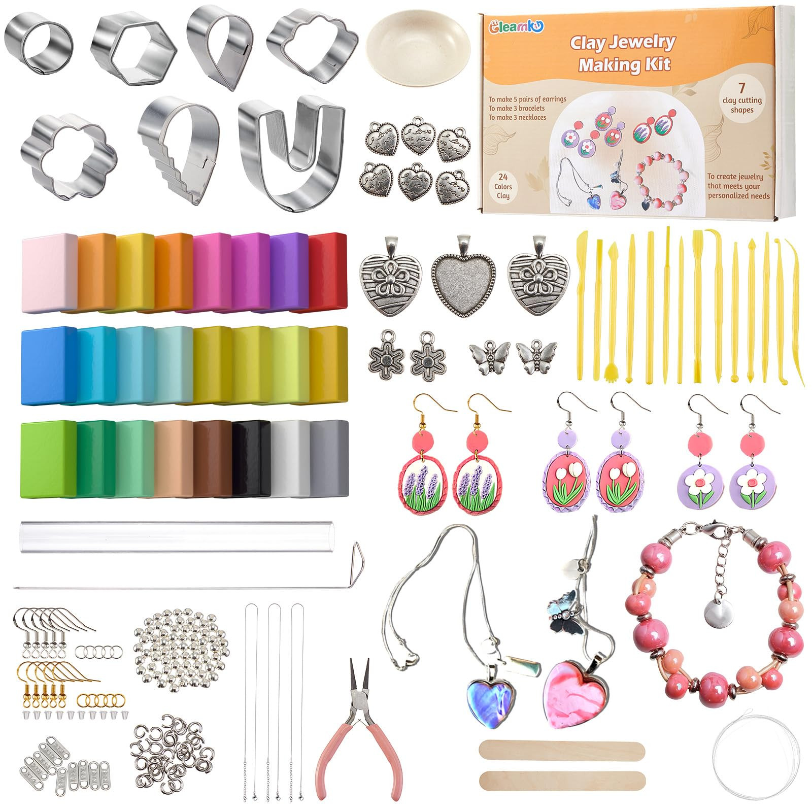 DIY Make Your Own Clay Jewelry Dish Craft Kit for Girls - Jewelry Dish Making Kit, w/24 Color Pol... | Amazon (US)