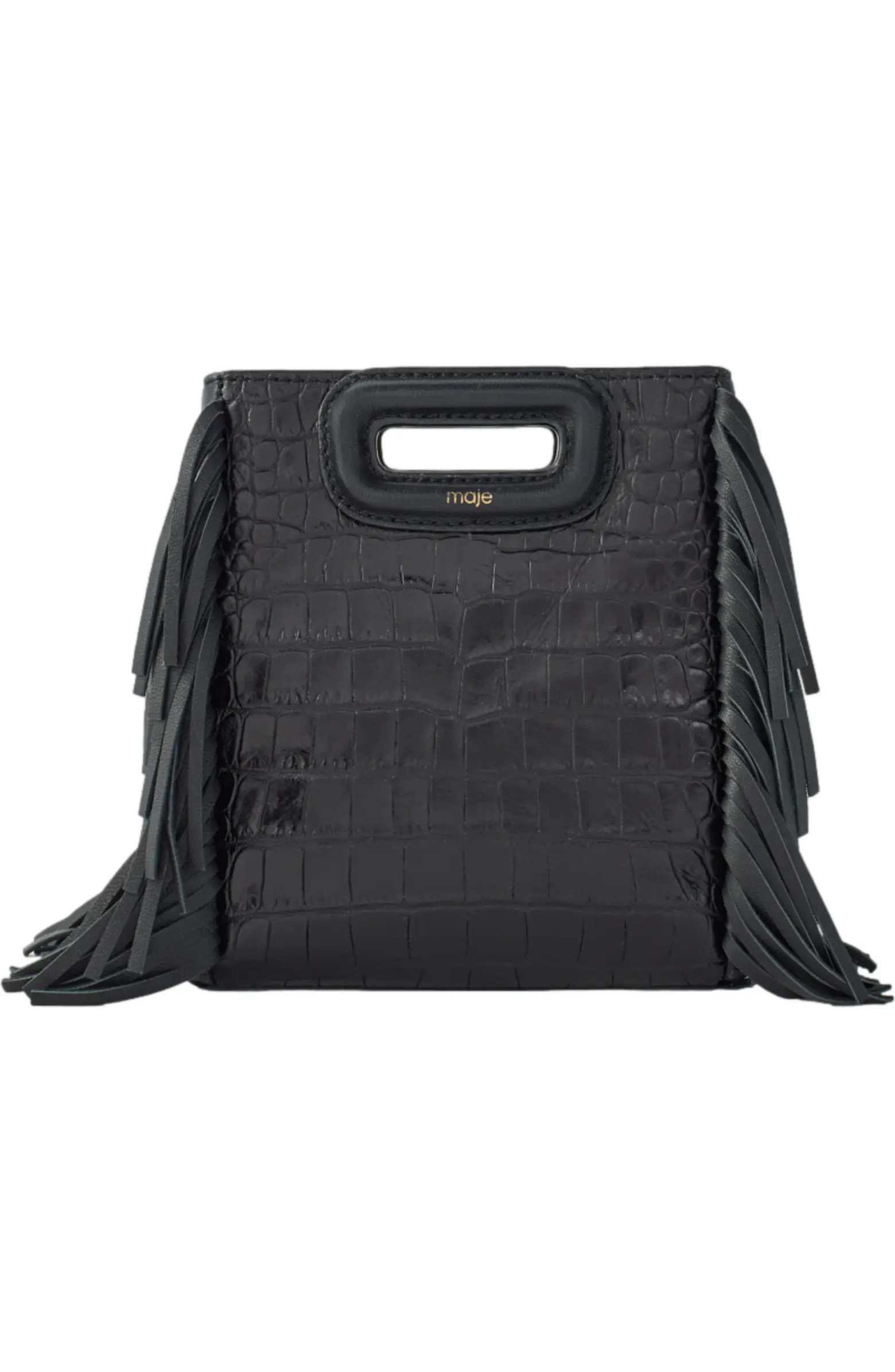 maje Mini M Croc Embossed Leather Crossbody Bag | Nordstrom | Nordstrom