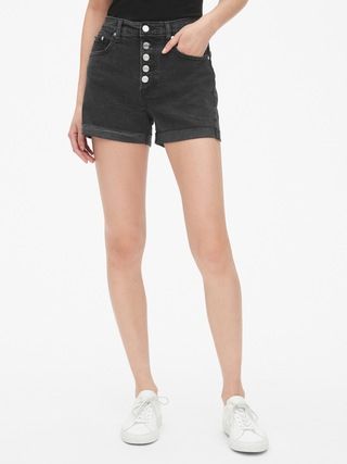 High Rise 4" Denim Shorts with Button-Fly | Gap US