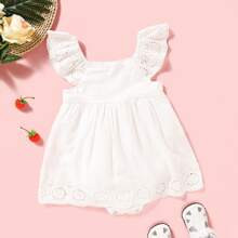 Baby Girl Eyelet Embroidery Tank Romper | SHEIN