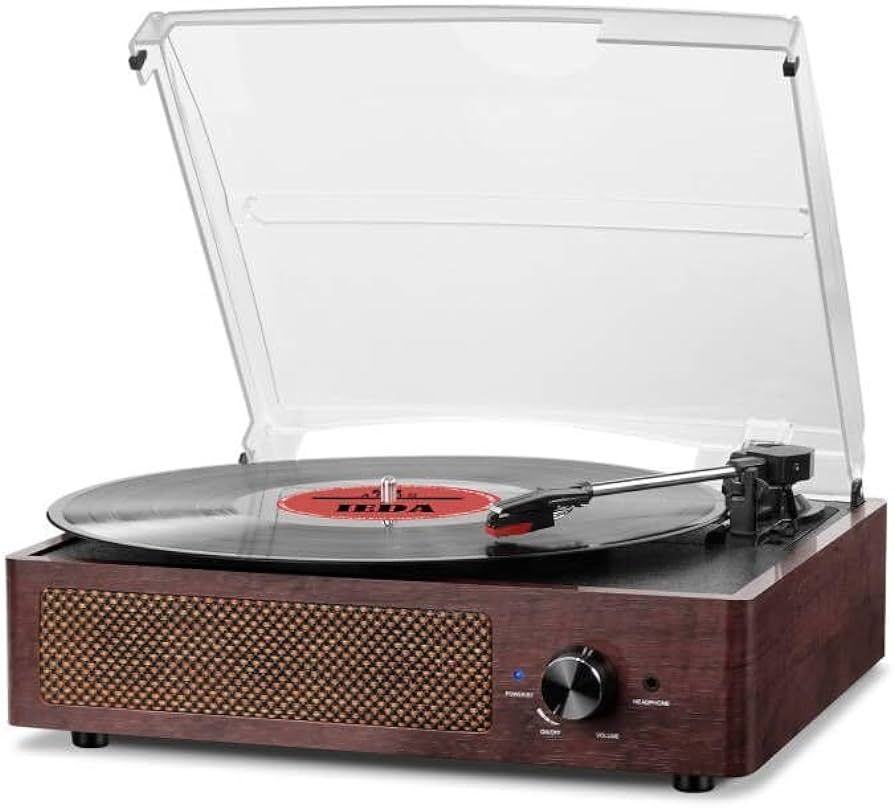 Vinyl Record Player 3-Speed Bluetooth Suitcase Portable Belt-Driven Turntable with Built-in Speak... | Amazon (US)