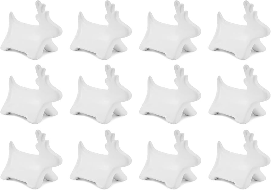 AuldHome Design Reindeer Place Card Holders (12-Pack), Ceramic Reusable Write-On Wipe-Off Christm... | Amazon (US)