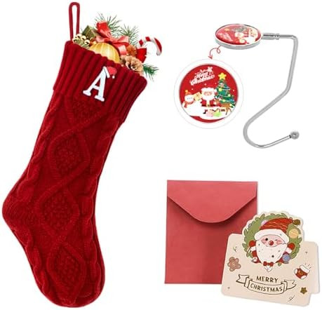 Ulico Christmas Stockings with Initials, 18’’ Large Embroidered Monogram Knit Christmas Stock... | Amazon (US)
