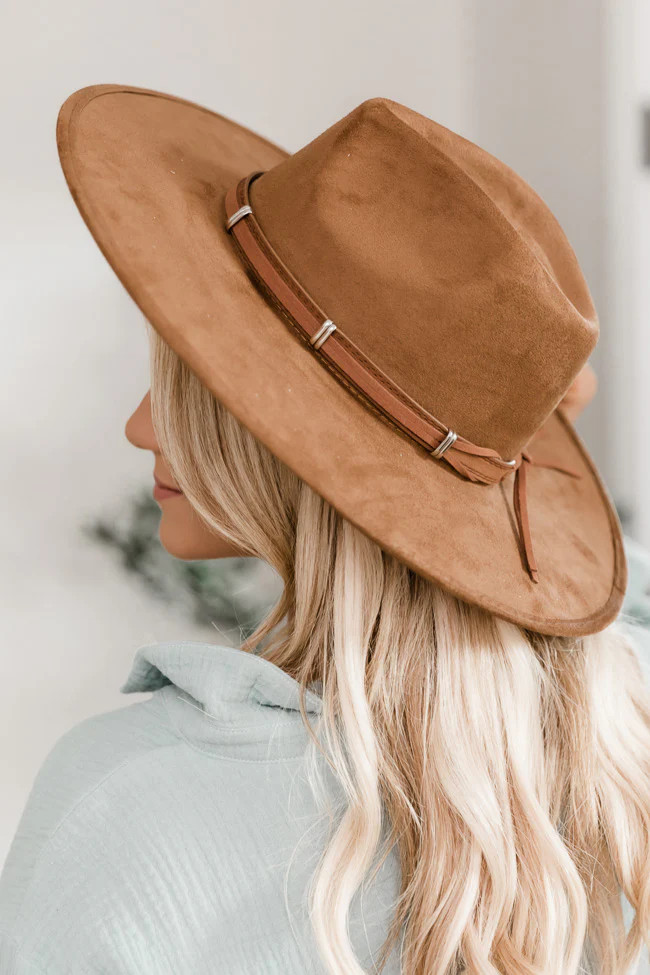 Excited For You Camel Wide Brim Fedora Hat | The Pink Lily Boutique