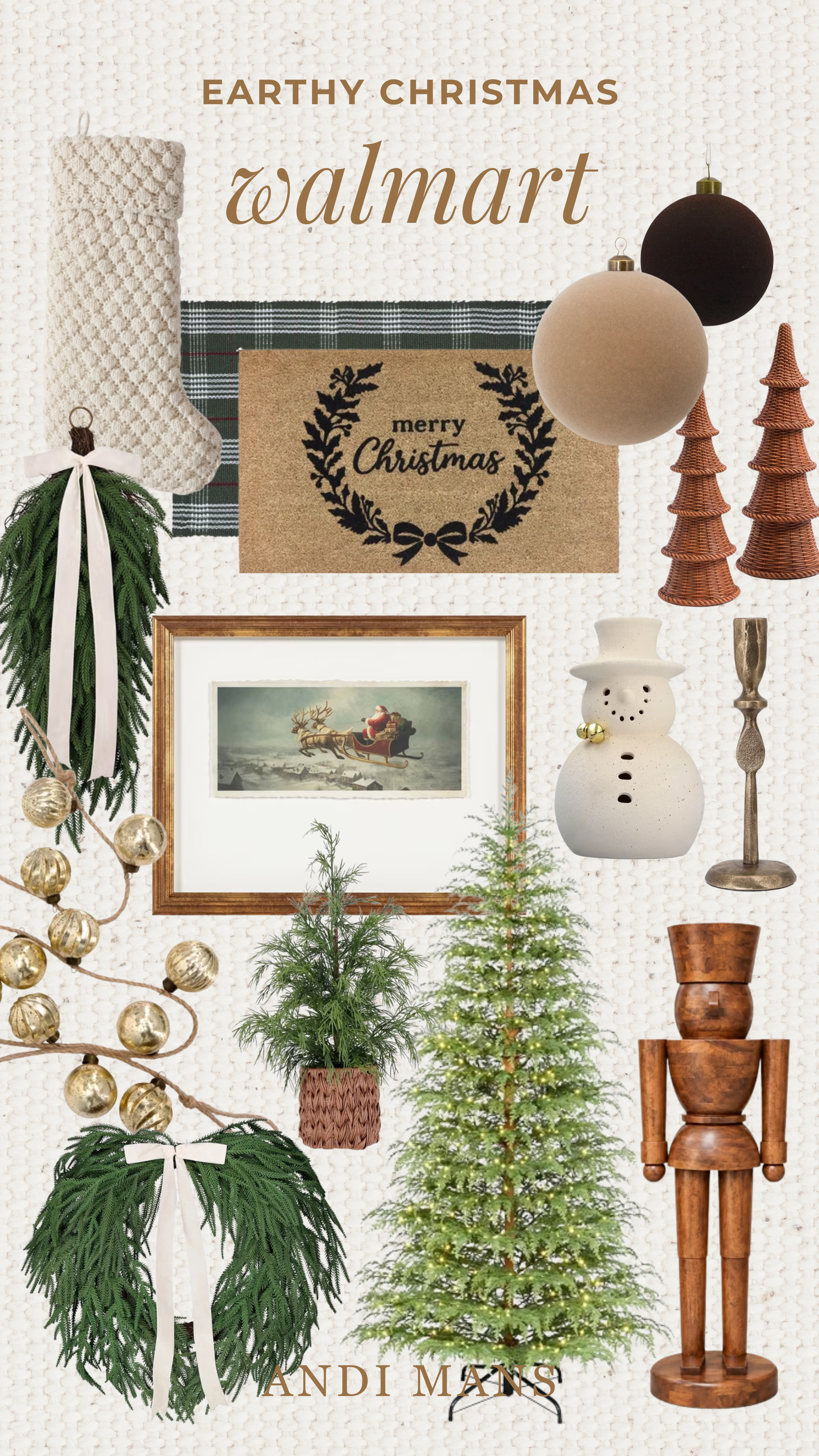 My favorite Christmas decor finds from Walmart, from the front porch to the living room! This collection has a festive holiday door mat, a classic wreath, and an oversized wooden nutcracker to make your front porch feel so welcoming. Inside, I’m loving the prelit Christmas tree, soft velvet ornaments, a charming terracotta snowman, holiday wall art, a cozy Christmas stocking, and more. These pieces mix warm, earthy tones with timeless holiday charm for a look that feels both classic and elevated. Perfect for anyone wanting affordable Christmas decor, cozy home styling, and easy holiday porch ideas. Shop my Walmart Christmas decor favorites and get your home ready for the season!

#walmartfinds #christmasdecor #holidayporch #walmarthome  

 #LTKSeasonal #LTKOver40 #LTKHome