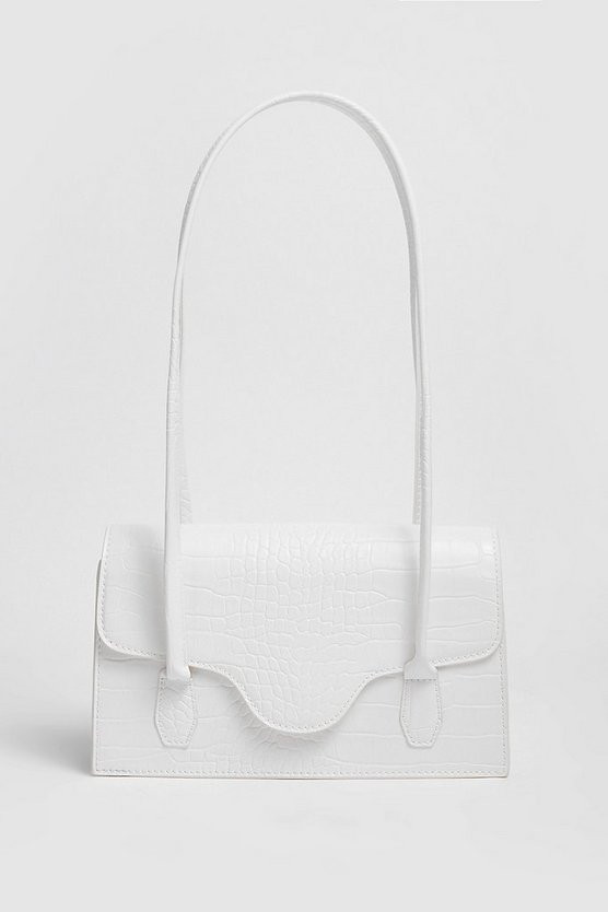 Faux Leather Croc Structured Shoulder Bag | Nasty Gal (US)
