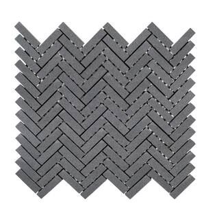 Basalt Herringbone Gray 10 in. x 10.75 in Honed Basalt Wall and Floor Mosaic Tile (0.765 sq. ft./... | The Home Depot