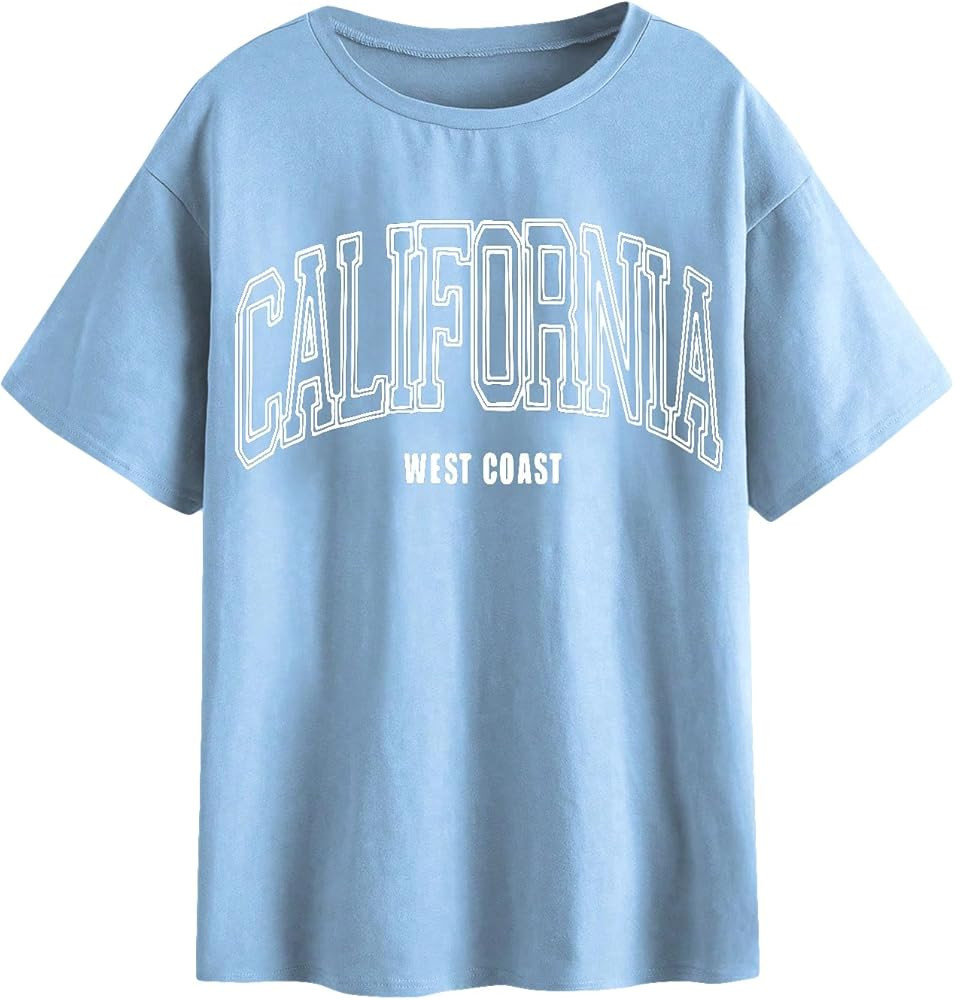 SOLY HUX Women's Graphic Oversized Tees Letter Print Summer Tops Vintage Half Sleeve Loose Casual... | Amazon (US)