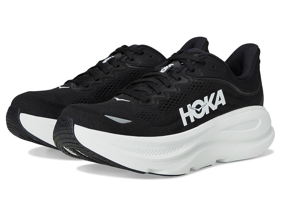 Hoka Bondi 9 Women's Shoes Black/White : 9.5 B - Medium, Synthetic | Zappos