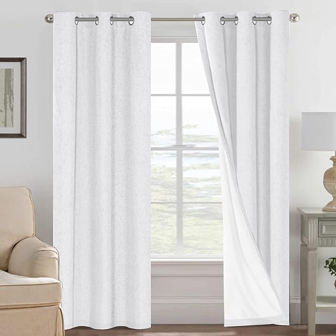 H.VERSAILTEX 100% Blackout Curtains for Bedroom Thermal Insulated Linen Textured Curtains Heat an... | Amazon (US)