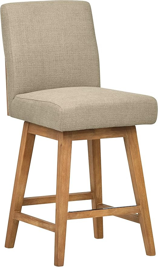 Amazon Brand – Stone & Beam Sophia Modern Swivel Kitchen Counter Height Stool, 39.4"H, Hemp | Amazon (US)