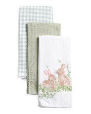 Set Of 3 18x28 Eucalyptus Bunnies Kitchen Towels | TJ Maxx