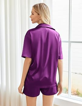 Ekouaer Pajamas for Women Silk Soft Sleepwear Short Sleeve Button Down Pjs Satin Top and Shorts 2... | Amazon (US)