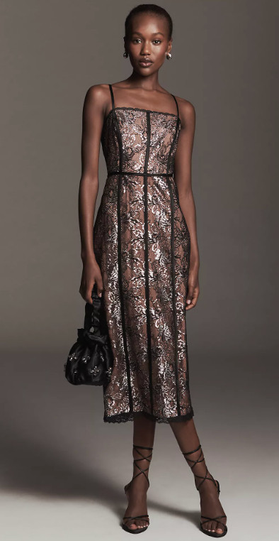 Square-Neck Shine Midi Dress. Metallic holiday party 

 #LTKHoliday #LTKStyleTip #LTKWedding