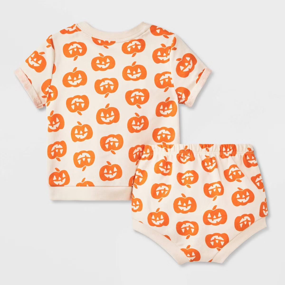 Baby 2pc Halloween Pumpkin T-Shirt & Bloomer Set - Cat & Jack™ Cream 18M | Target