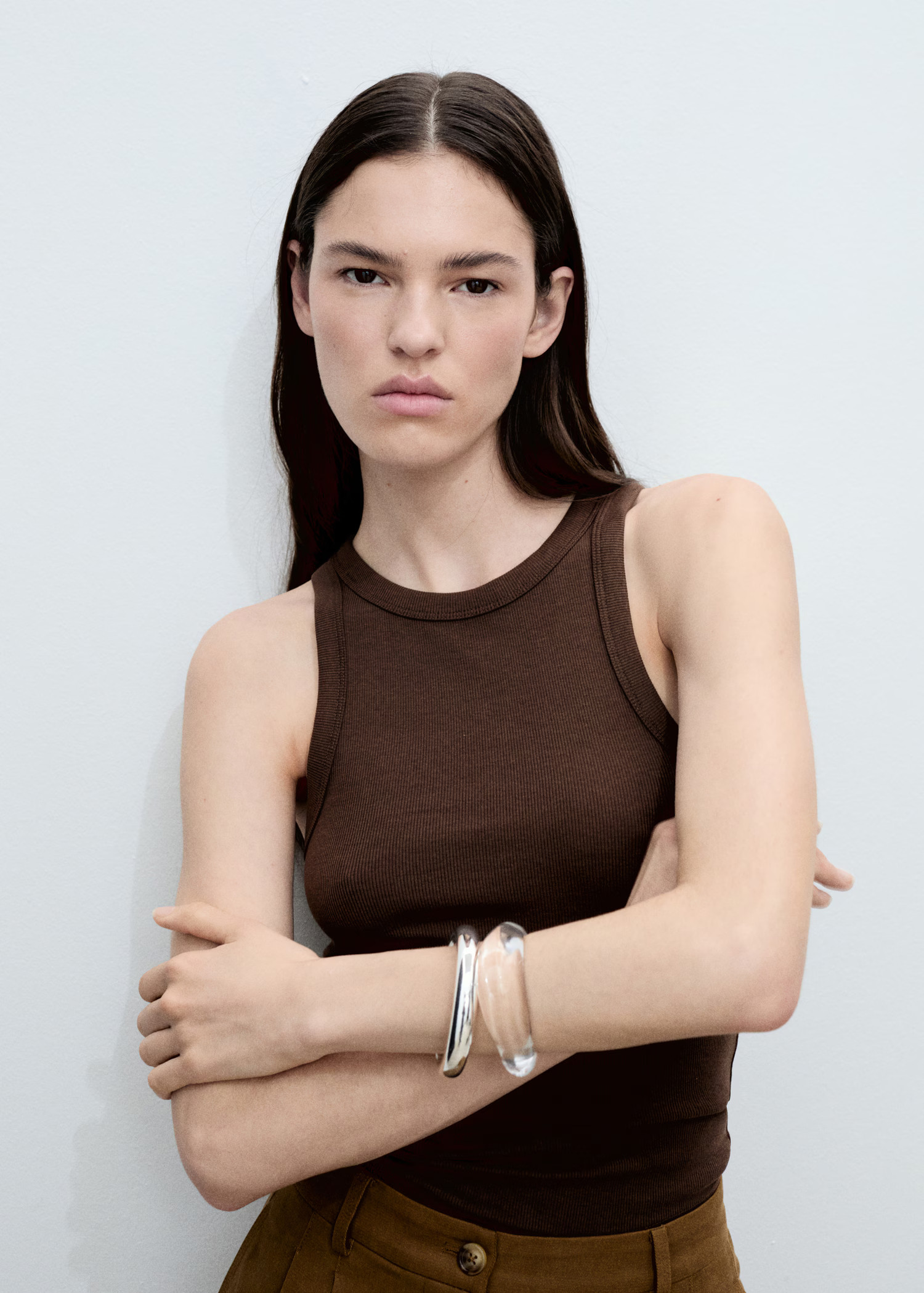 Ribbed cotton-blend top - Women | MANGO United Kingdom | MANGO (UK)