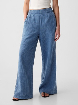 Crinkle Gauze Wide-Leg Pants | Gap (US)