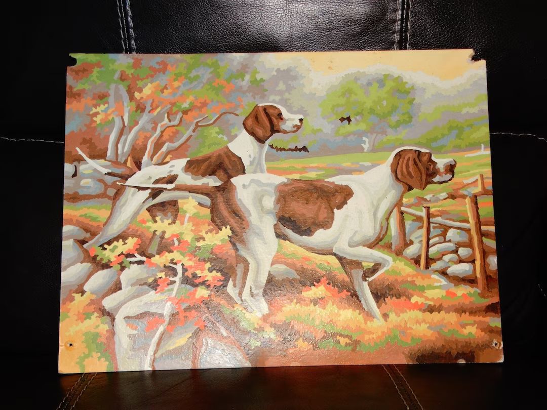 Vintage 1960's Paint by Number Hunting Hounds Woods - Etsy | Etsy (US)