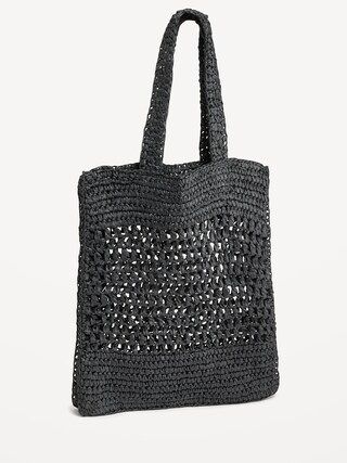 Straw-Paper Crochet Tote Bag for Women | Old Navy (US)