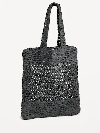 Straw-Paper Crochet Tote Bag for Women | Old Navy (US)