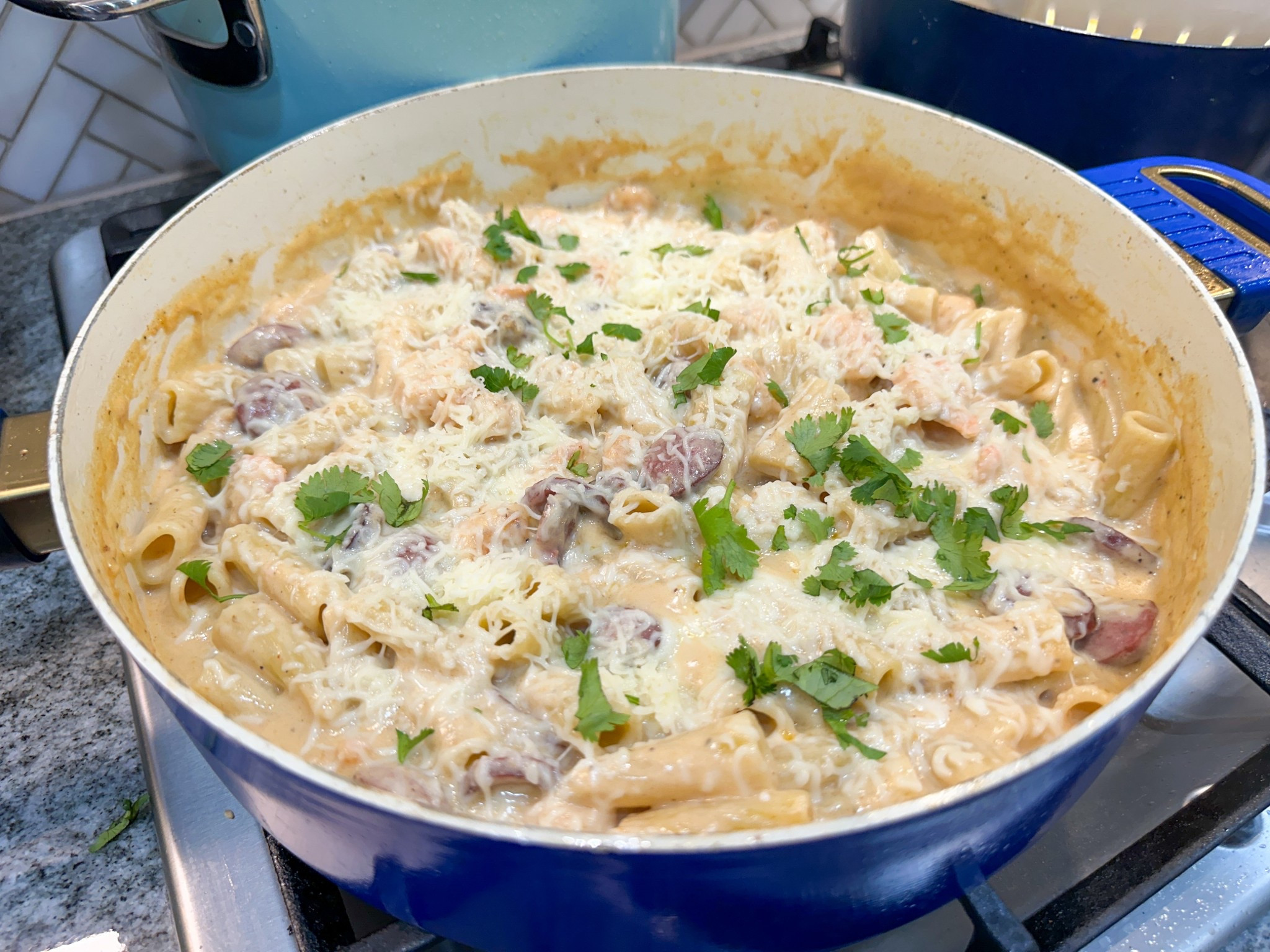 Large oversized skillet that was perfect for my Cajun pasta. #skillets #oversizedpots #tabithabrown #pasta #easymeals 

#LTKfoodie #LTKHome