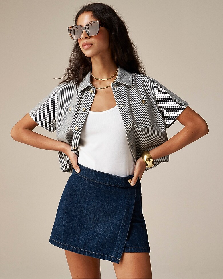 Denim skort in Rinse wash | J. Crew US