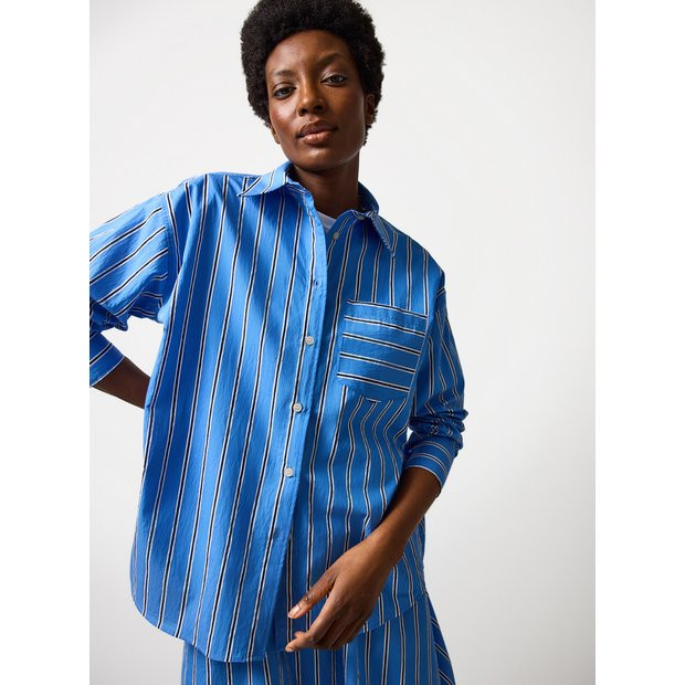 Blue Stripe Relaxed Long Sleeve Shirt 20 | Tu Clothing
