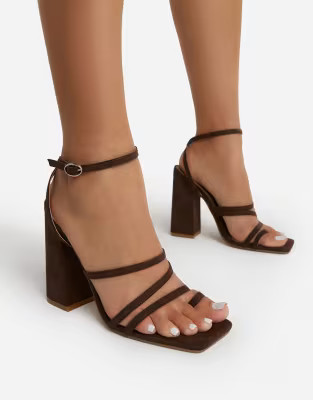 Ego Octavia block heel sandals in chocolate | ASOS (Global)